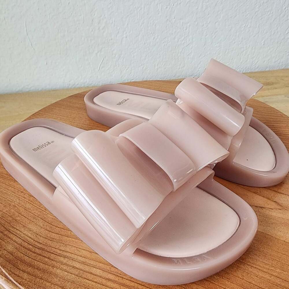 Melissa Jelly Slide Sandals Womens Size 9 Pink Bow Slip On Waterproof Comfort